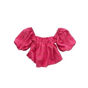 Storia Pink Puff Sleeve Top Womens Medium Cottagecore Girly Barbie Feminine Boho